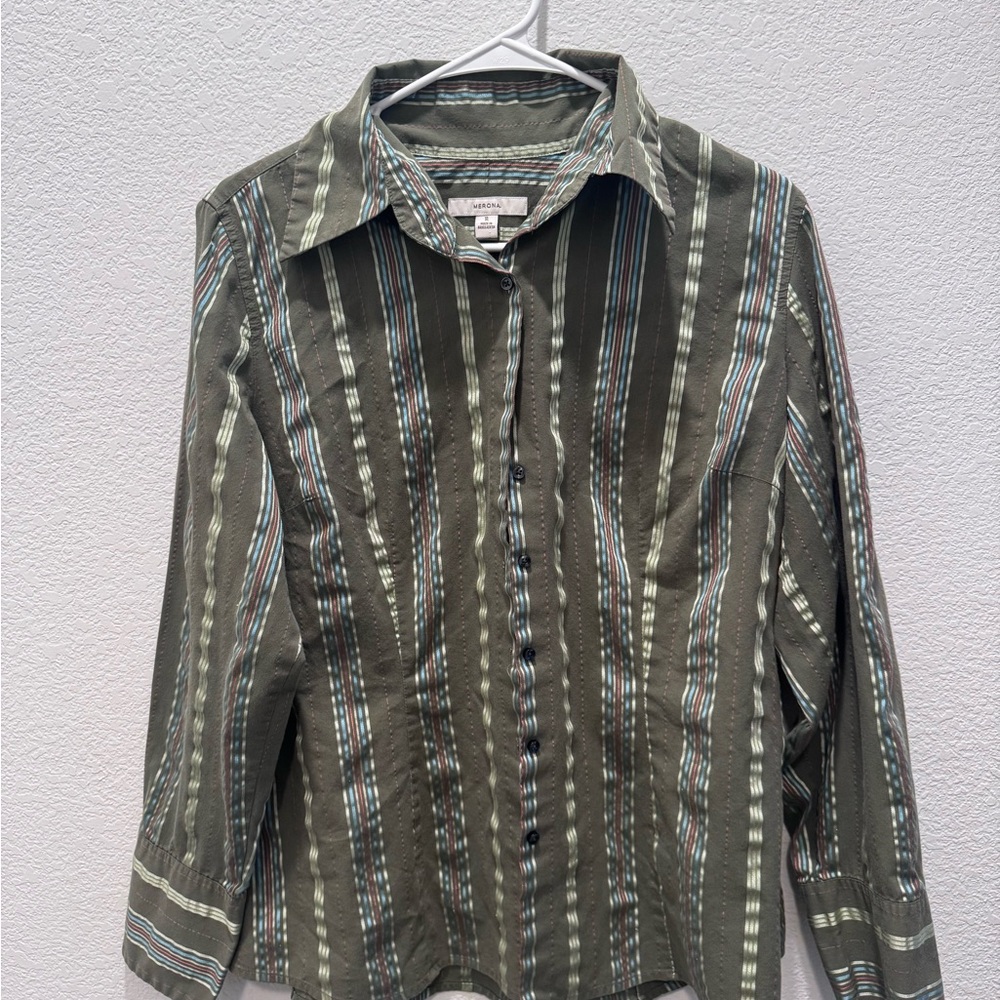 Merona Green Striped Button Down Shirt